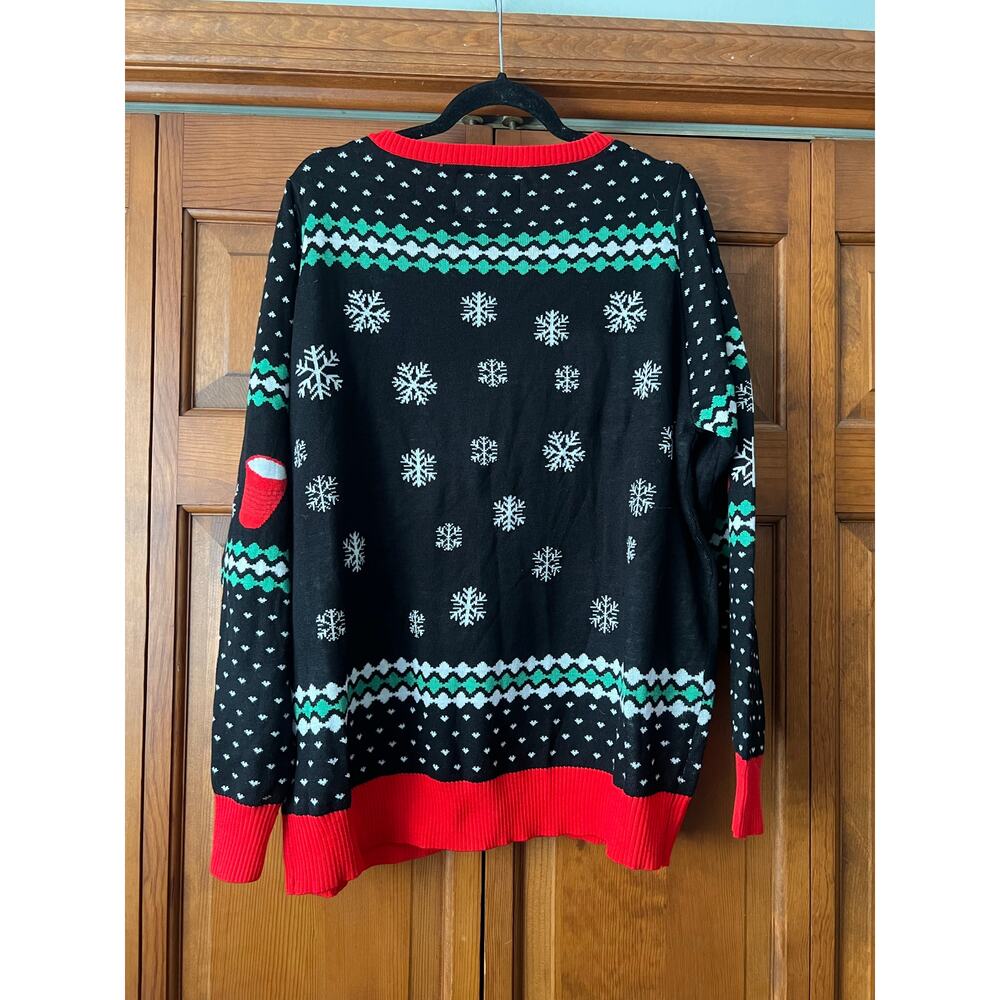 NWT Tipsy Elves Women's Beer Pong Ugly Christmas Sweater Black Red Size XL - Picture 9 of 9